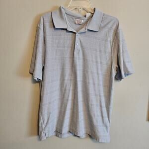 Hudson River Large Gray Striped Short Sleeve Polo